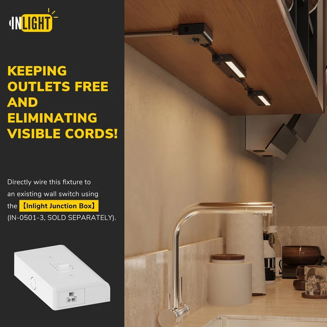 Alt view image 6 of 7 - 16-Inch Plug-in Swivel LED Under Cabinet Light, 2-CCT, Bronze | 2700K warm white/4000K bright white, dimmable. Model: IN-0109-4-BZ