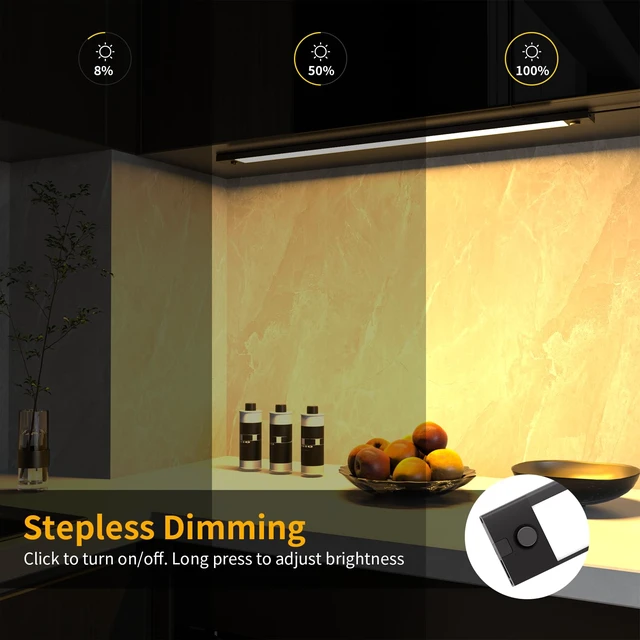 Alt view image 3 of 7 - 24 inch Under Cabinet Lighting, Dimmable Counter Lights for Kitchen | 5 Color Settings from 2700K-6000K,1200 LM Super Bright,Plug in LED Light Bar for Cupboard, Workbench, Shelf, Desk