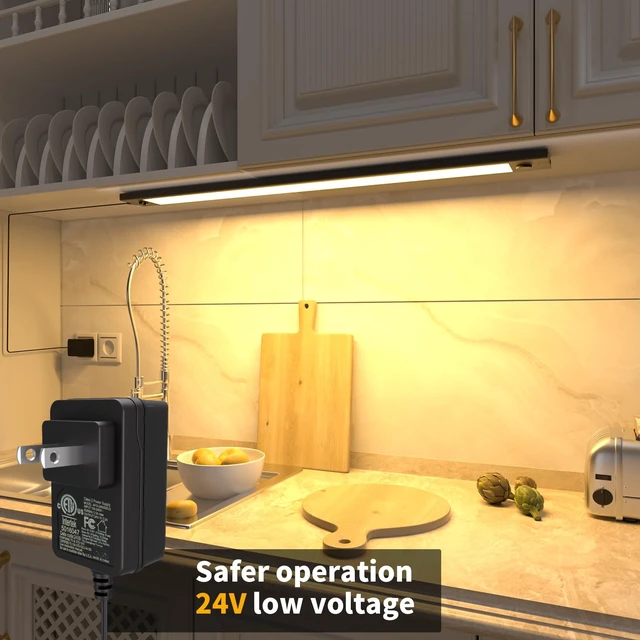 Alt view image 6 of 7 - 24 inch Under Cabinet Lighting, Dimmable Counter Lights for Kitchen | 5 Color Settings from 2700K-6000K,1200 LM Super Bright,Plug in LED Light Bar for Cupboard, Workbench, Shelf, Desk