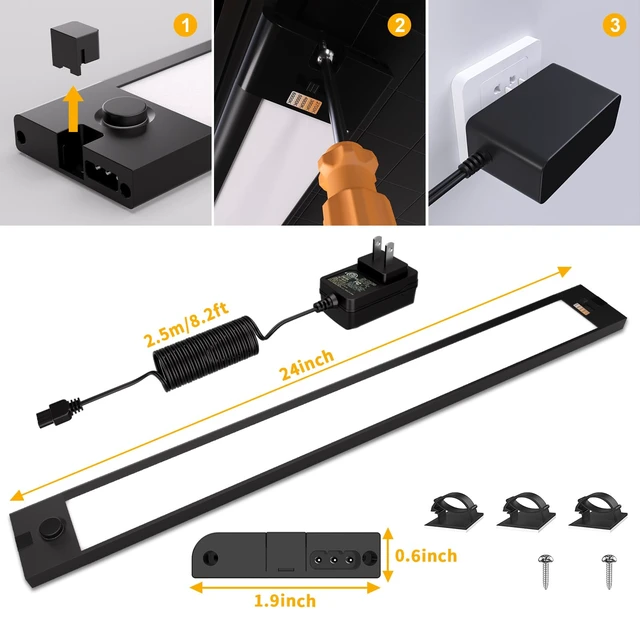 Alt view image 7 of 7 - 24 inch Under Cabinet Lighting, Dimmable Counter Lights for Kitchen | 5 Color Settings from 2700K-6000K,1200 LM Super Bright,Plug in LED Light Bar for Cupboard, Workbench, Shelf, Desk