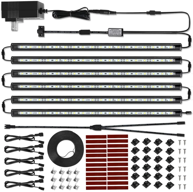 Main image of LED Safe Lighting Kit Plug in. Door Control Activated. 5000K | 6 Slim 12 inch Light Bars. Linkable Extendable for Gun Safe, Closet, Tool Box, in-Cabinet Under Counter Pantry. Daylight