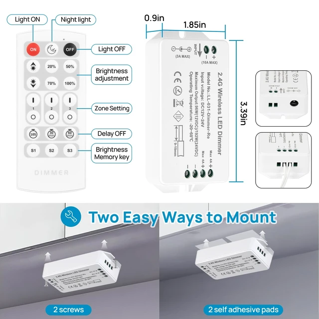 Alt view image 7 of 7 - Under Cabinet Lighting Kit Plug in 21W 3000K Dimmable with Remote | 1 Remote Controls Multiple Light Kits Synchronously. For Kitchen Under Above Cabinets Counters Shelf Display Warm White 3000K