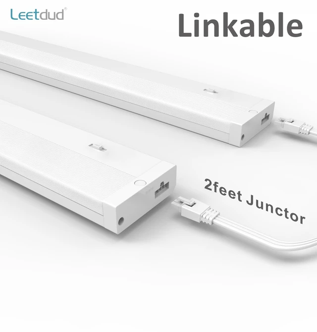 Alt view image 4 of 7 - LED Under Cabinet Lighting Hardwired or Plug in, 24 Inch 12W, Dimmable 5 Color 2700K/3000K/3500K/4000K/5000K, Linkable Eyes Care Design Counter Lights for Kitchen, Sink, ETL Listed, White
