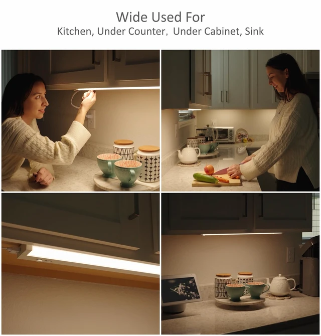 Alt view image 5 of 7 - Under Cabinet Lighting Plug in or Hardwired Built-in Dimmer, 24 Inch 12W, 5CCT 2700/3000/3500/4000/5000K, Linkable Counter Lights for Kitchen, ETL Dimmable LED Light Fixture, White