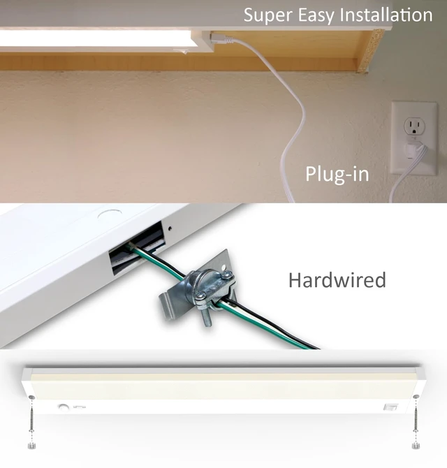 Alt view image 6 of 7 - Under Cabinet Lighting Plug in or Hardwired Built-in Dimmer, 24 Inch 12W, 5CCT 2700/3000/3500/4000/5000K, Linkable Counter Lights for Kitchen, ETL Dimmable LED Light Fixture, White