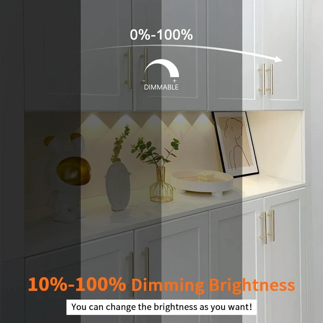 Alt view image 5 of 7 - Under Cabinet Lights CCT 3000K-6000K, Puck Lights Color Temperature and Brightness Adjustable with Touch Switch and ETL Listed Led Driver, Plug in Led Light for Kitchen Under Cabinet Wardrobe