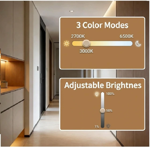 Alt view image 5 of 6 - Under Cabinet Lights, 6 Pack Dimmable LED Lighting strip with IR Control, 3 Color Changing Plug in Light Bars, Stepless Brightness Timer Closet Lights for Kitchen Counter Shelf Wardrobe Display