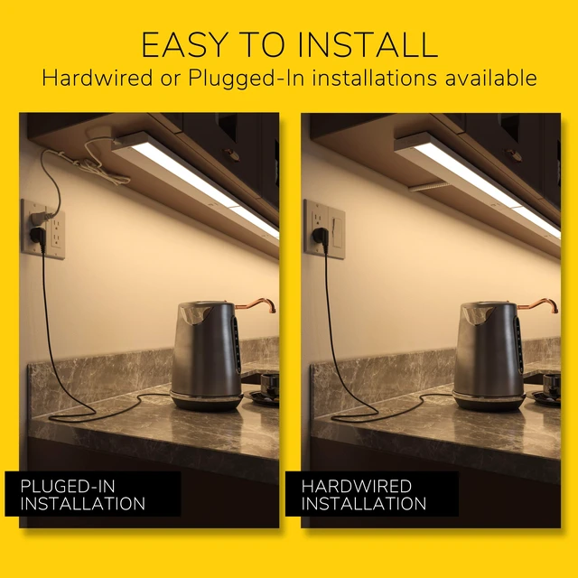 Alt view image 3 of 7 - 18-inch 3 Color Levels LED Under Cabinet Lighting, Hardwired or Plugged-in, Selectable White 2700K/3000K/4000K, Dimmable, White Finished, IN-0210-2
