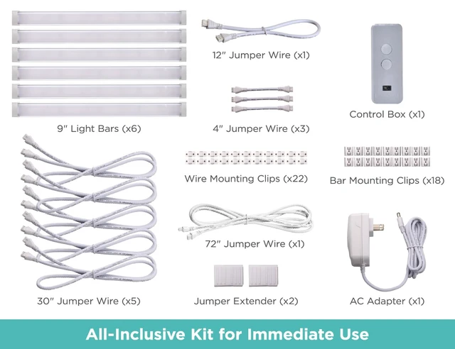 Alt view image 7 of 7 - Under Cabinet Lighting Kit, Motion Sensor, Dimmable, Linkable, 3 Color Settings, Tool-Free, for Kitchen, Pantry, Cabinets, Closets, Office (6) 9" Bars