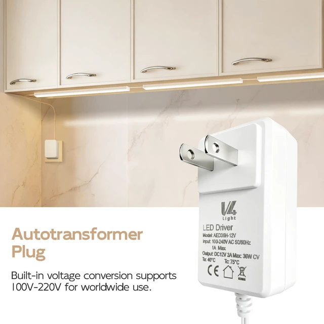 Alt view image 6 of 7 - Under Cabinet Lighting Plug-in, 6-Pack Smart Linkable LED Bars | 0.3in aluminum bars with App, Alexa and remote, 2700K-6500K , 1%-100% dimming, end-to-end or parallel for Kitchens, Cabinets