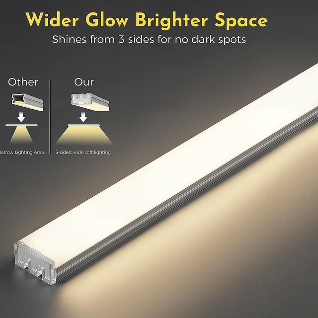 Alt view image 5 of 7 - 0.3in Ultra Thin Linkable Under Cabinet Lighting Bar Plug-in 6-Pack | Silver Aluminum Shelf Led Lighting, Touch to Adjust Color Temperature and Brightness, Ideal for Kitchens, Cabinets, Pantry