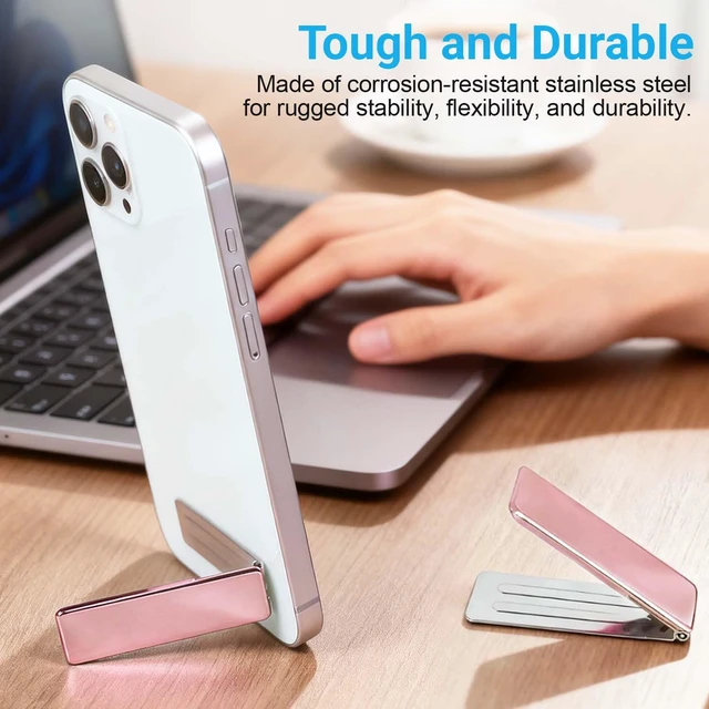 Alt view image 3 of 7 - Cell Phone Kickstand 2Packs,Ultra-Thin Desk Stand Holder | Adjustable Phone Kickstand for Vertical and Horizontal Use Compatible with with iPhone,Samsung,Smartphones (Rose)