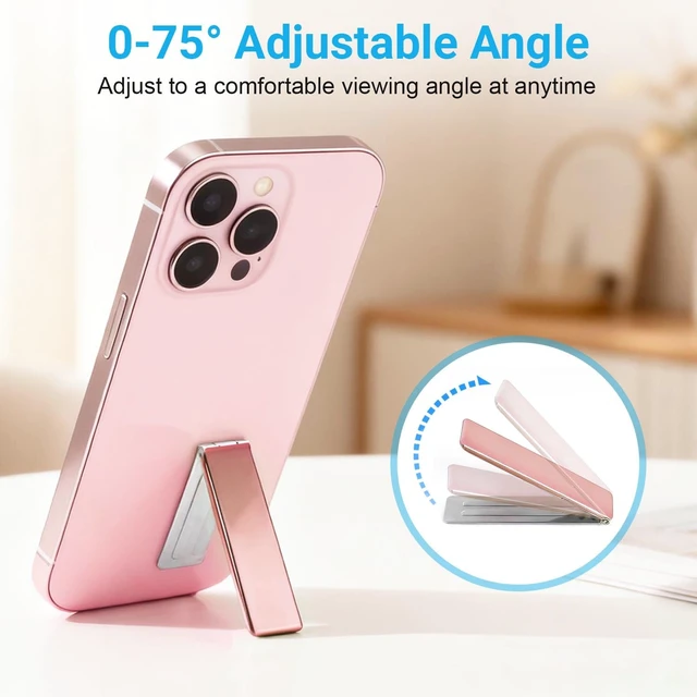 Alt view image 4 of 7 - Cell Phone Kickstand 2Packs,Ultra-Thin Desk Stand Holder | Adjustable Phone Kickstand for Vertical and Horizontal Use Compatible with with iPhone,Samsung,Smartphones (Rose)