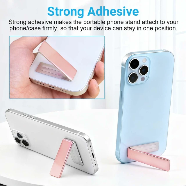Alt view image 5 of 7 - Cell Phone Kickstand 2Packs,Ultra-Thin Desk Stand Holder | Adjustable Phone Kickstand for Vertical and Horizontal Use Compatible with with iPhone,Samsung,Smartphones (Rose)