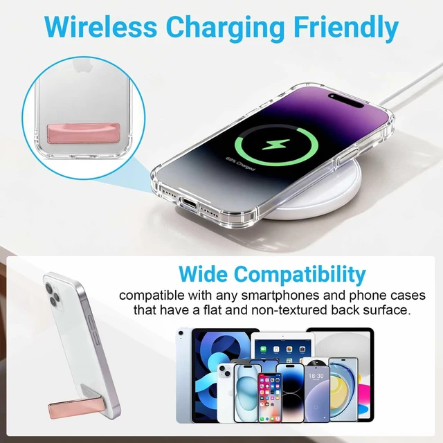 Alt view image 6 of 7 - Cell Phone Kickstand 2Packs,Ultra-Thin Desk Stand Holder | Adjustable Phone Kickstand for Vertical and Horizontal Use Compatible with with iPhone,Samsung,Smartphones (Rose)