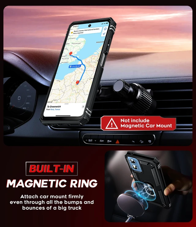 Alt view image 6 of 7 - for Moto G-Play-2024 Case: Heavy Duty Shockproof and Stand Black | Glass Screen Protector, Heavy Duty Smartphone Phone Cover Magnetic Ring Stand Motorola GPlay 2024 Accessories, Black