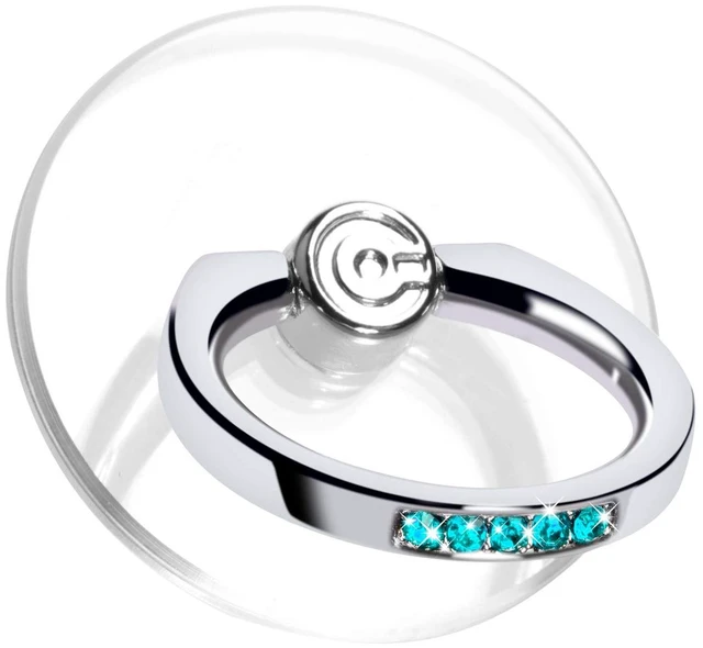 Main image of Transparent Phone Ring Holder Grip - Clear Cell Phone Ring Stand Holder Finger Grip Kickstand 360° Rotation, Compatible with Most of Phones, Tablets and Case (2 Aquamarine Diamond)