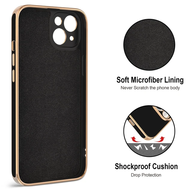 Alt view image 3 of 7 - for iPhone 15 Plus Case with Ring Stand, 360° Rotatable Ring Holder Magnetic Kickstand, Plating Rose Gold Edge Soft Cover Luxury Protective Phone Case for iPhone 15 Plus 6.7", Black
