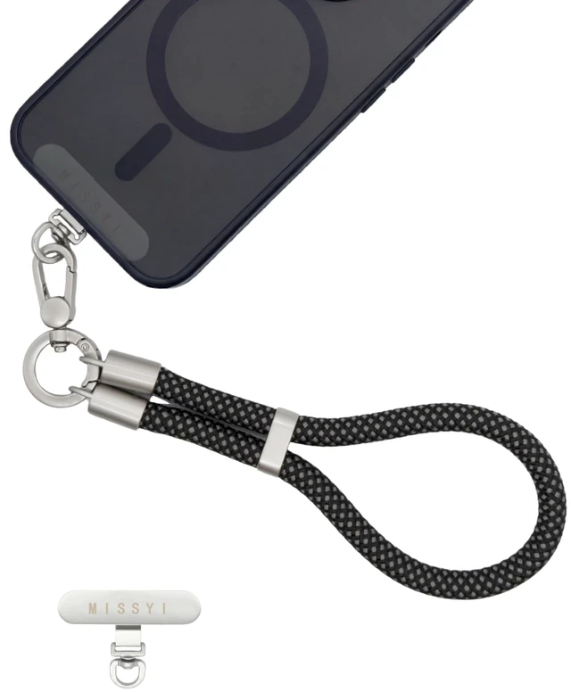 Main image of phone wrist strap, Adjustable Cell Phone Lanyard Strap for Case | Charm Wrist Lanyard with Anti Theft phone Tether Tab, Secure Phone Strap for Daily Carry and Hands-Free Use(Black)