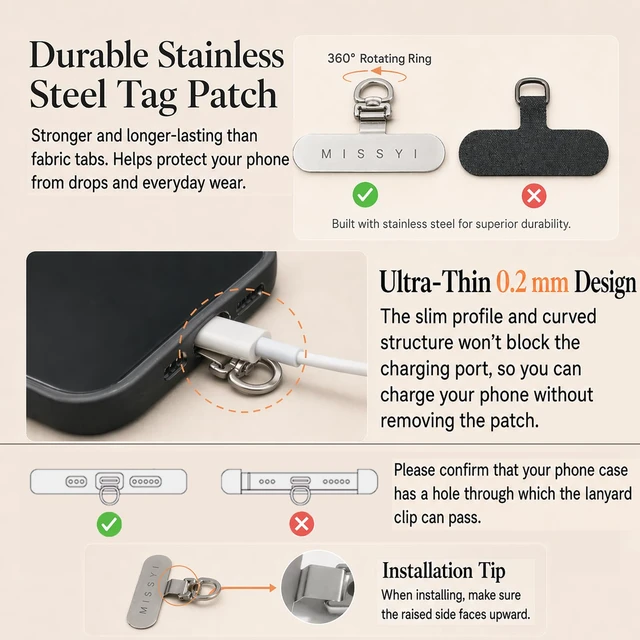 Alt view image 5 of 6 - phone wrist strap, Adjustable Cell Phone Lanyard Strap for Case | Charm Wrist Lanyard with Anti Theft phone Tether Tab, Secure Phone Strap for Daily Carry and Hands-Free Use(Black)