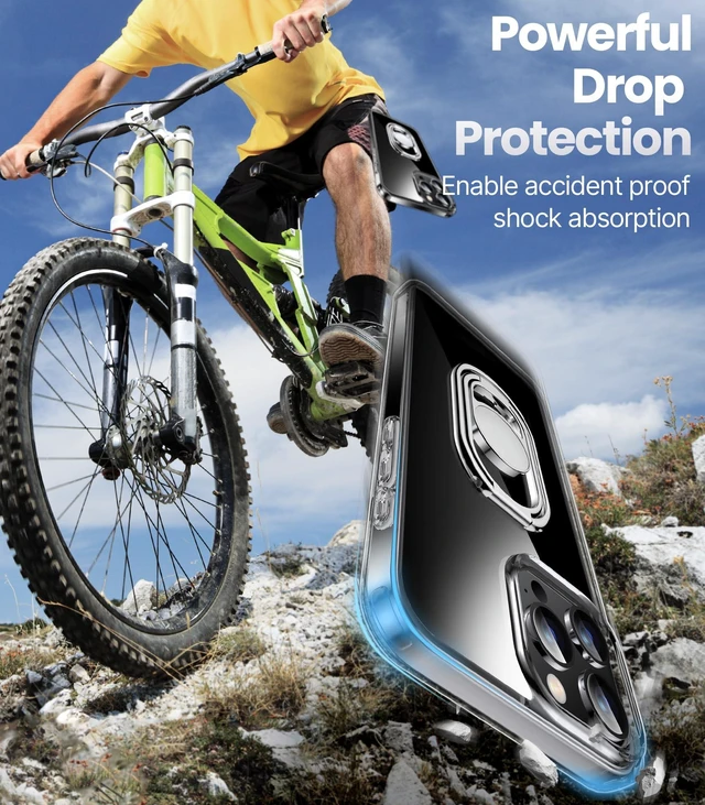 Alt view image 7 of 7 - for iPhone 16 Pro Max Case with Stand, 2-Way Stand, 6.9", Clear | Double Ring Holder, Adjustable & Foldable, Shockproof Protective Cover, 360° Rotation Kickstand, Hands-Free Viewing