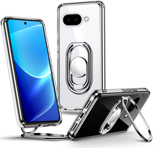 Main image of for Google Pixel 10a Case with Stand, 2-Way Stand, Clear | Double Ring Holder, Adjustable & Foldable, Shockproof Protective Cover, 360° Rotation Kickstand, Hands-Free Viewing