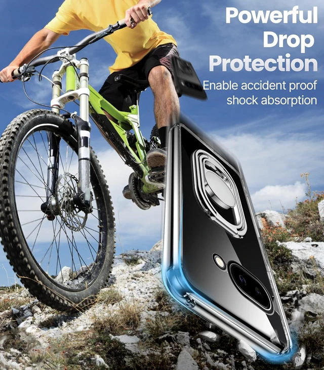 Alt view image 5 of 6 - for Google Pixel 10a Case with Stand, 2-Way Stand, Clear | Double Ring Holder, Adjustable & Foldable, Shockproof Protective Cover, 360° Rotation Kickstand, Hands-Free Viewing
