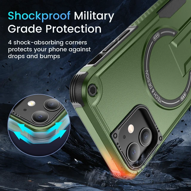 Alt view image 7 of 7 - for iPhone 11 Case, iPhone 11 Phone Case with Stand Green | Compatible with MagSafe, Built-in Hidden Kickstand, Solid Protective Dual-layer TPU+PC Shockproof Magnetic Phone Cover