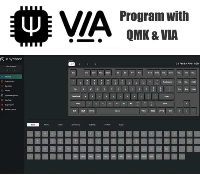 Alt view image 3 of 7 - C1 Pro 8K Wired TKL Custom Keyboard, RGB Backlight, Brown Switch | 8K Polling Rate, Hot-Swappable Keychron Apex Brown Switch, Launcher Support, PBT Keycaps Compatible for Mac Windows Linux