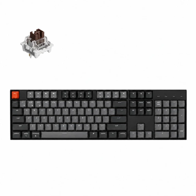 Main image of K10 Full Size 104 Keys Bluetooth Wireless Mechanical Gaming Keyboard for Mac Windows with Keychron Super Brown Switch, Multitasking/White LED Backlight/USB C Wired Computer Keyboard
