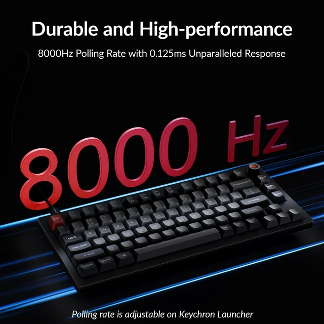 Alt view image 3 of 7 - V1 8K Custom Mechanical Keyboard, 75% Wired Layout, Ultra-Low Latency 8000Hz, QMK Programmable, Hot-Swappable Banana Switches, RGB, for Gamers and Typists, Compatible with Mac/Windows/Linux