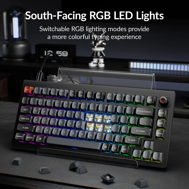 Alt view image 4 of 7 - V1 8K Custom Mechanical Keyboard, 75% Wired Layout, Ultra-Low Latency 8000Hz, QMK Programmable, Hot-Swappable Banana Switches, RGB, for Gamers and Typists, Compatible with Mac/Windows/Linux