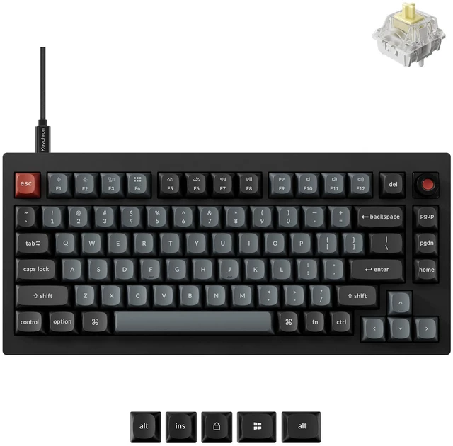 Main image of V1 8K Custom Mechanical Keyboard, 75% Wired Layout, Ultra-Low Latency 8000Hz, QMK Programmable, Hot-Swappable Banana Switches, RGB, for Gamers and Typists, Compatible with Mac/Windows/Linux