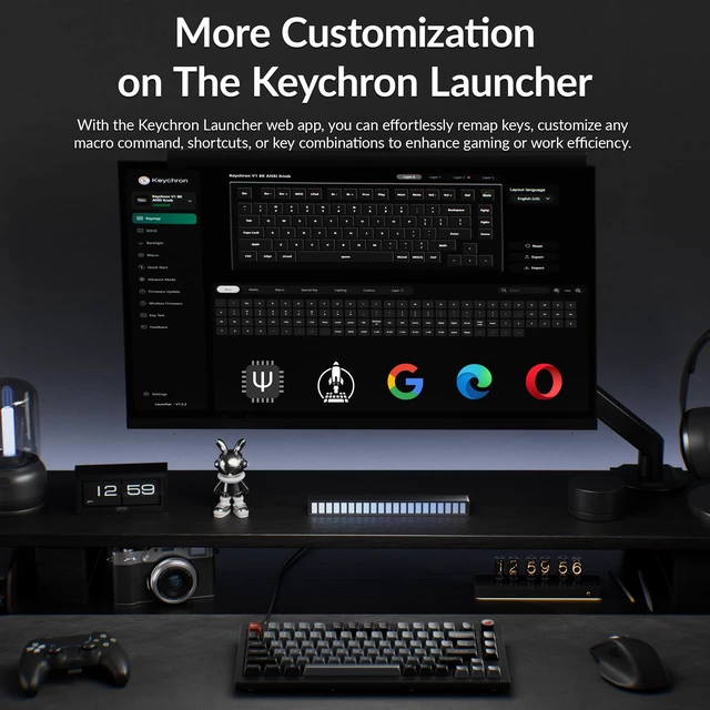 Alt view image 6 of 7 - V1 8K Custom Mechanical Keyboard, 75% Wired Layout, Ultra-Low Latency 8000Hz, QMK Programmable, Hot-Swappable Banana Switches, RGB, for Gamers and Typists, Compatible with Mac/Windows/Linux
