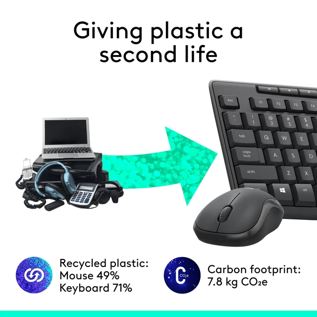 Alt view image 6 of 7 - MK295 Full Size Silent Wireless Keyboard Mouse Combo - Graphite | Full size keyboard with SilentTouch technology, compact ambidextrous mouse with silent click switches, Windows compatible