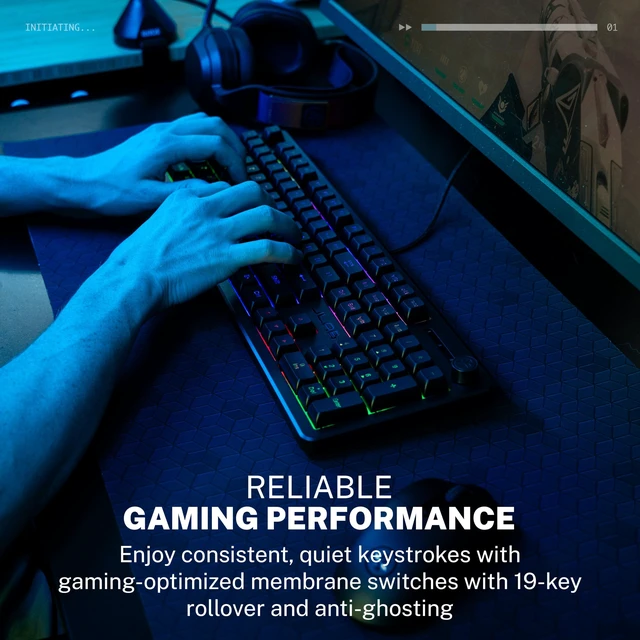 Alt view image 2 of 7 - Nightfall Gaming Keyboard, Wired, RGB, 104 Keys, Black