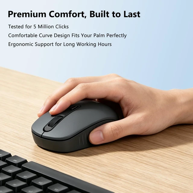 Alt view image 5 of 7 - Wireless Mouse, Bluetooth and 2.4G USB A Dual Mode, Gray | 4000 DPI Ergonomic Silent Ambidextrous Compact Mini Portable Cordless Mouse for PC Laptop iPad MacBook