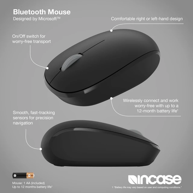 Alt view image 2 of 7 - Bluetooth Mouse Designed by Microsoft, Ambidextrous, Black | Mac & Windows Compatible, 4-Way Scroll Wheel, Fast Tracking Sensor, Compact, Comfortable, 4 Buttons, 12-Month Battery