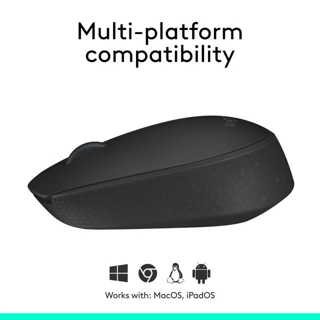 Alt view image 6 of 7 - M170 Compact Ambidextrous 2.4 GHz Wireless Mouse - Black | Ambidextrous mouse with 2.4 GHz USB-A Nano Receiver, Optical Tracking, 12-Months Battery Life, PC, Mac, Laptop compatible