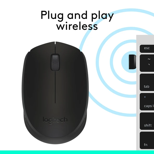 Alt view image 7 of 7 - M170 Compact Ambidextrous 2.4 GHz Wireless Mouse - Black | Ambidextrous mouse with 2.4 GHz USB-A Nano Receiver, Optical Tracking, 12-Months Battery Life, PC, Mac, Laptop compatible