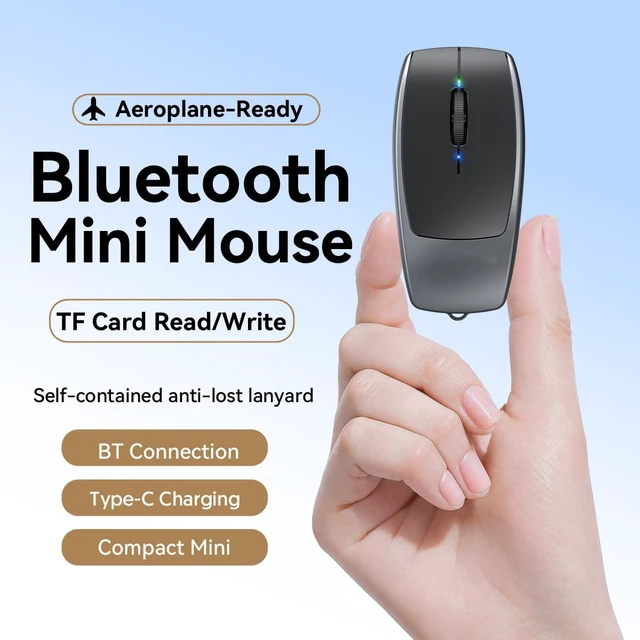 Alt view image 4 of 7 - Wireless Mouse Mini Small Finger Bluetooth Mouse with TF Card Reader,Silent Pocket Portable Handheld Tiny Compact USB Travel Optical Mice for PC Laptop Computer Macbook Tablet Kids Women Men Gift