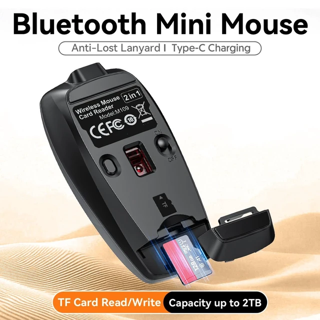 Alt view image 5 of 7 - Wireless Mouse Mini Small Finger Bluetooth Mouse with TF Card Reader,Silent Pocket Portable Handheld Tiny Compact USB Travel Optical Mice for PC Laptop Computer Macbook Tablet Kids Women Men Gift