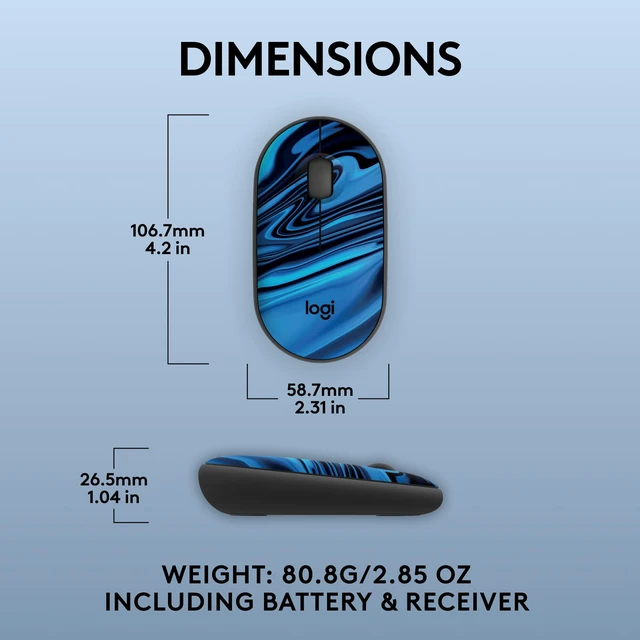Alt view image 7 of 7 - M340 Compact Ambidextrous Silent Wireless Mouse - Blue Galaxy | Silent clicks, with 2.4 GHz USB-A Nano Receiver, 3 non-customizable buttons, 18-months battery, Windows Mac Chrome compatible