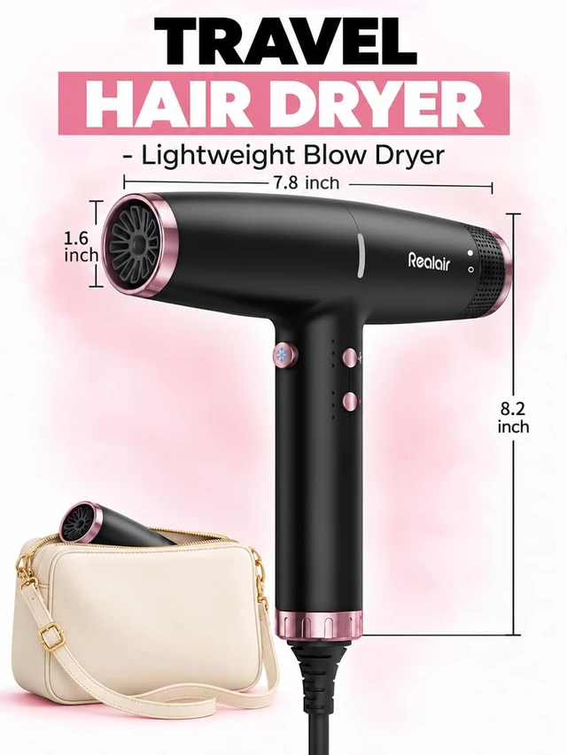 Alt view image 7 of 7 - Professional Ionic Hair Dryer with Diffuser, High-Speed Blow Dryer | 200M Negative Ions, Lightweight Travel Blow Dryer with Diffuser, Intelligent Heat Control & Rapid Drying, Low-noise