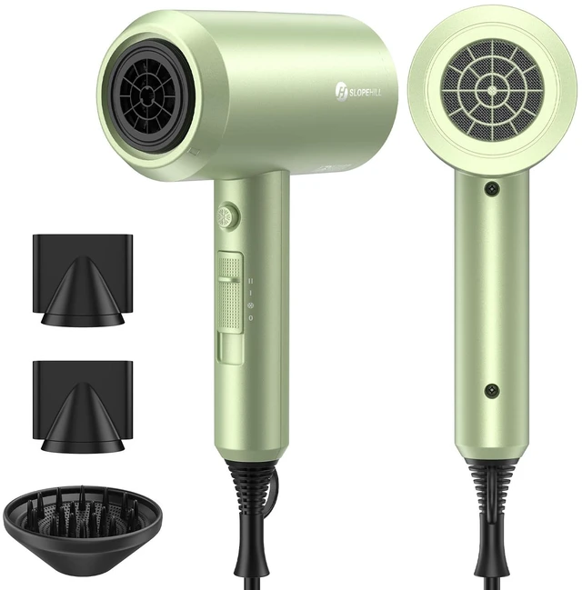Main image of Professional Ionic Hair Dryer, Lime Cream | 1800W Fast Drying, Low Noise, 2 Concentrator Nozzles, 1 Diffuser Attachment