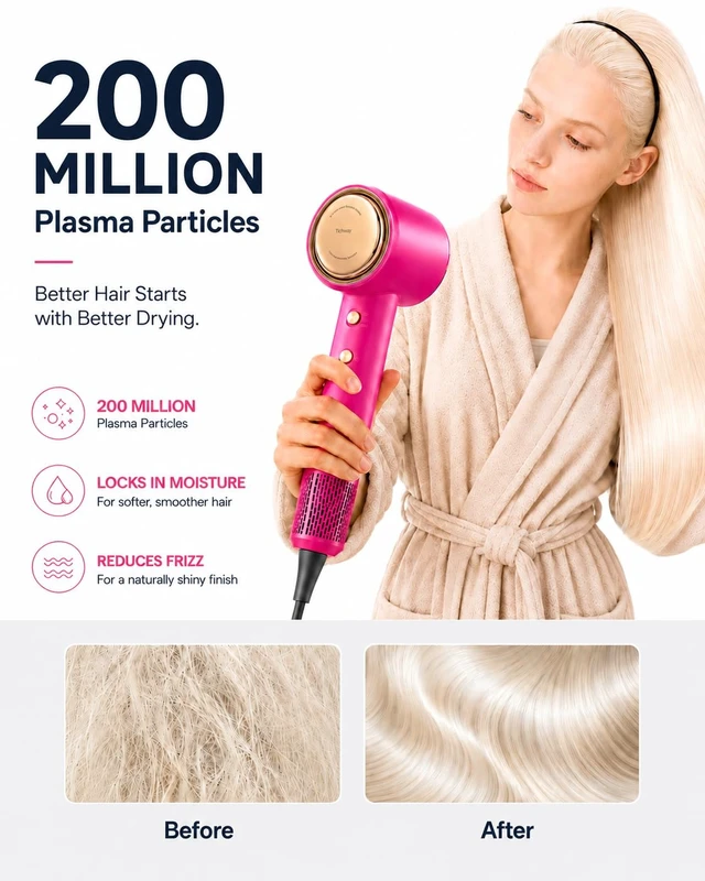 Alt view image 3 of 7 - Hair Dryer, High-Speed Blow Dryer with Magnetic Diffuser,1500 Watts | Magnetic Styling, Low Noise: Attach the diffuser in seconds for soft curls, while the under-60 dB motor makes drying quieter.