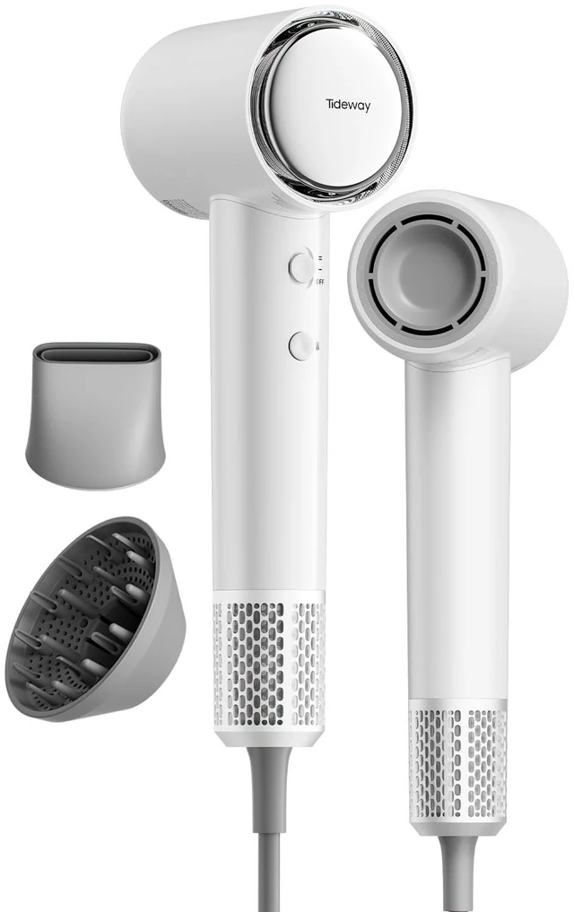 Main image of Hair Dryer, Blow Dryer with Diffuser, Ionic Professional High-Speed 1500W Low-Noise, 110,000 RPM Brushless Motor, Fast Drying, Travel Compact for Women & Men (White)
