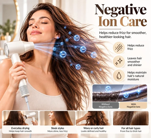 Alt view image 7 of 7 - Lightweight High-Speed Hair Dryer with Diffuser, 330g Body | Ionic airflow with magnetic concentrator, 2 air speeds and 4 heat modes for curly, wavy and straight hair
