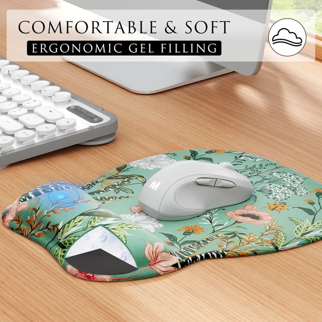 Alt view image 3 of 6 - Ergonomic Mouse Pad Gel Wrist Rest, 9.4 x 8.1 in, Garden Whispers | Ergonomic Shape Design, Multiple Pattern Options, Gel Wrist Comfort, Smooth Lycra Surface, Non-Slip PU Base