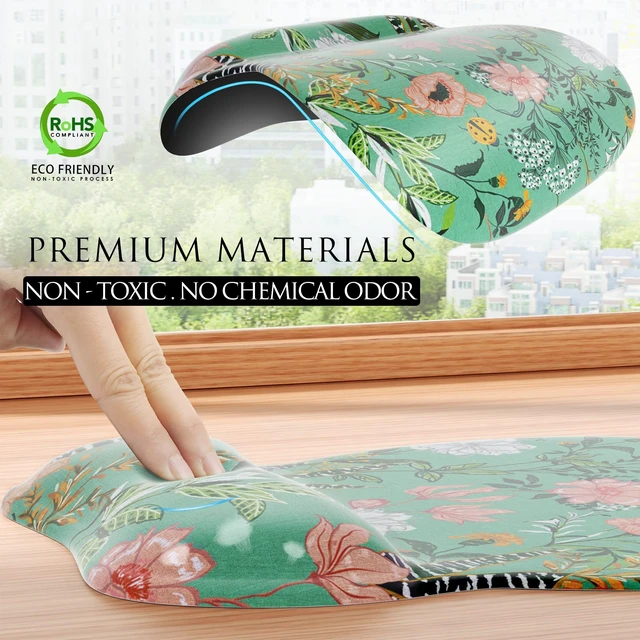 Alt view image 5 of 6 - Ergonomic Mouse Pad Gel Wrist Rest, 9.4 x 8.1 in, Garden Whispers | Ergonomic Shape Design, Multiple Pattern Options, Gel Wrist Comfort, Smooth Lycra Surface, Non-Slip PU Base